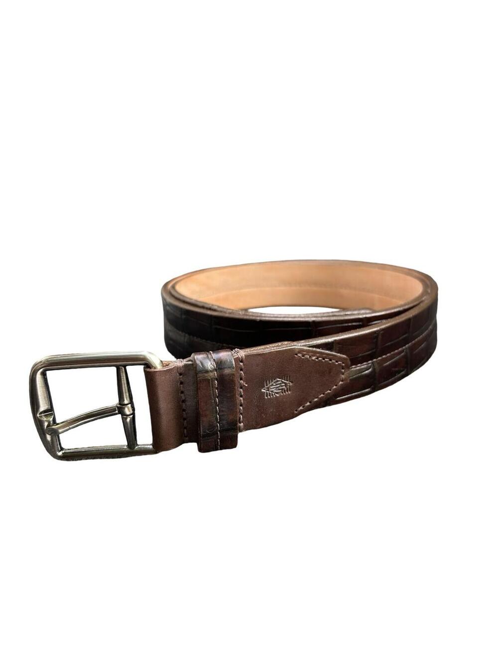Martin Dingman Alligator Grain‎ Calf Leather Belt Brown Size 40 USA Made Belt